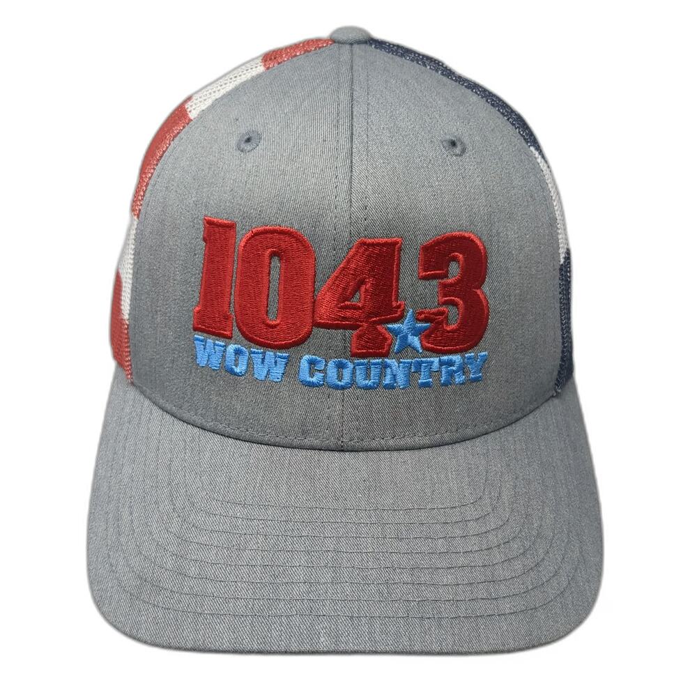 Richardson Trucker Hat Gray One Size US Flag 104.3 Wow Country Radio Mesh Back